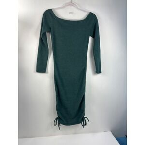 Maverick Sweater Dress Women's Small Olive Green Long Sleeve Off The Shoulder